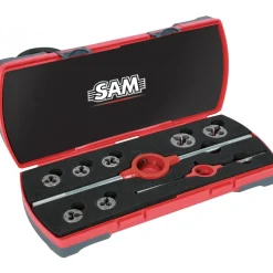 Coffret bi-matière de 7 filières et 2 porte-filières M3-M12 CF-9 SAM OUTILLAGE