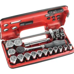 Coffret de clé à cliquet manche rotatif avec douilles 1/2'' 6 pans DBOX FACOM