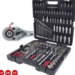 Coffret de douilles et accessoires CHROME Plus 1/4'' - 3/8'' - 1/2'' - 216 pièces KS TOOLS