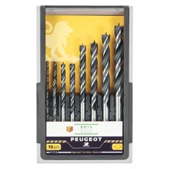 Coffret de 10 forets bois 3 pointes - diamètre 3 à 10 mm PEUGEOT