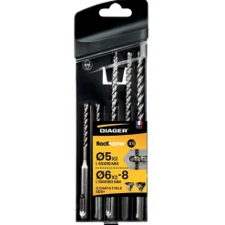 Coffret de 5 forets béton Rockfaster SDS+ type 118D DIAGER