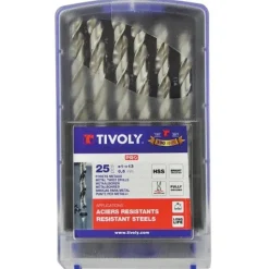 Coffret de 19 forets HSS Pro - diamètre 1 à 10mm - pour acier et fonte TIVOLY