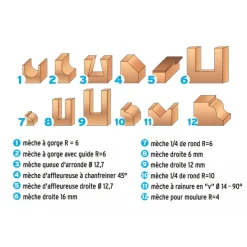 Coffret de 12 mèches carbure à queue cylindrique LEMAN