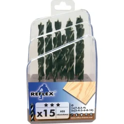 Coffret 15 mèches hélicoïdales HSS 3 à 10 mm LEMAN