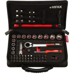 Coffret 51 pièces clé écrou robinet + douilles traversantes VIRAX