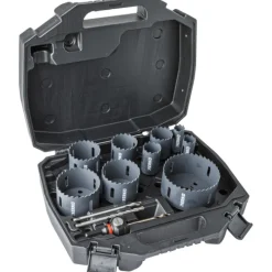 Coffret 9 trépans carbure tungsten-k pour composite et inox 22-102 mm ERKO