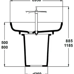 Colonne avec robinetterie centrale - 6 becs - pour vasque circulaire PORCHER