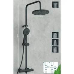 Colonne de douche avec mitigeur thermostatique - Adria noir mat SCHÜTTE