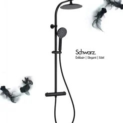 Colonne de douche avec mitigeur thermostatique - Madura Fresh noir mat SCHÜTTE