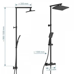 Colonne de douche avec mitigeur thermostatique noire mate Trento SCHÜTTE