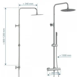 Colonne de douche avec mitigeur thermostatique chromée Aquaduct SCHÜTTE