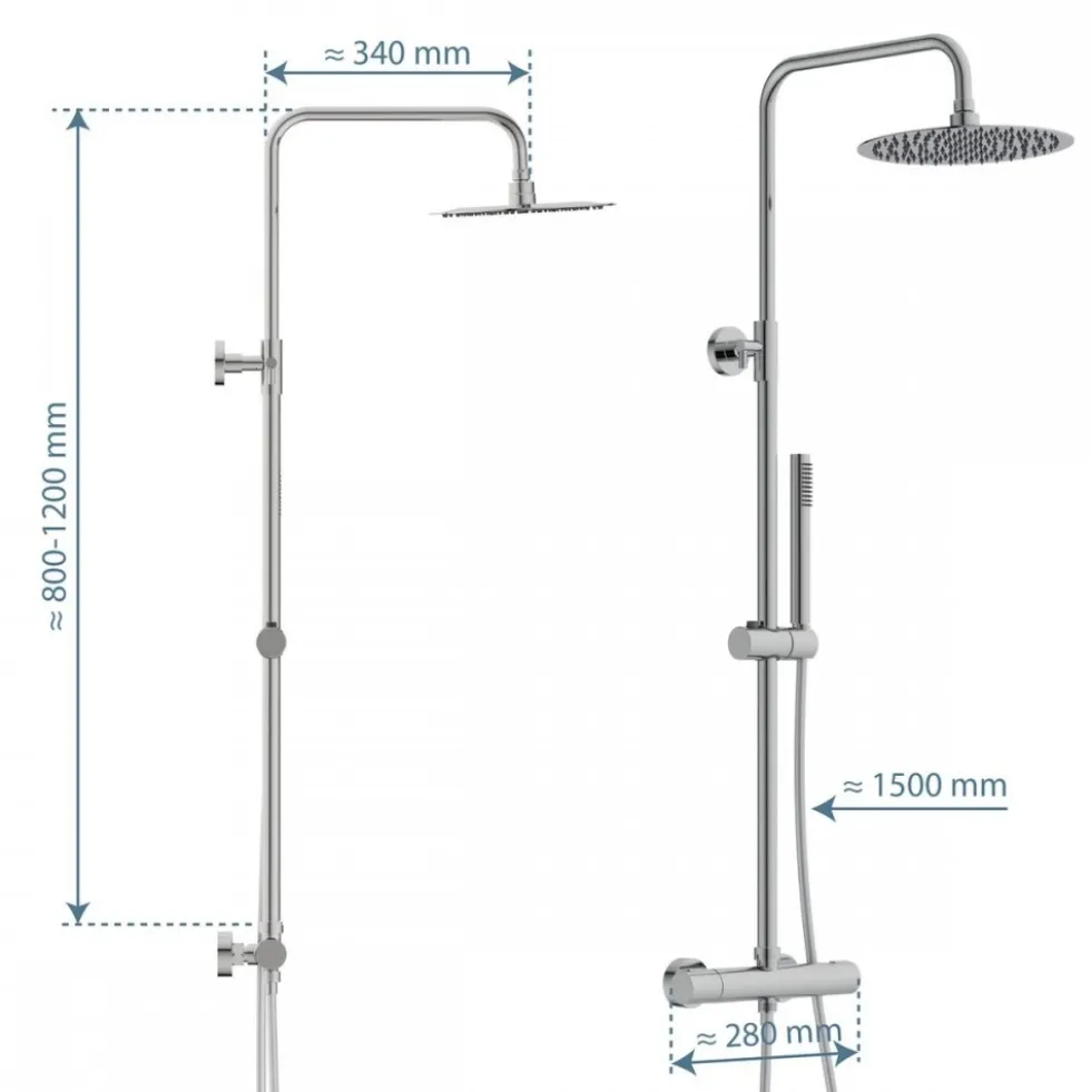 Colonne de douche avec mitigeur thermostatique chromée Aquaduct SCHÜTTE