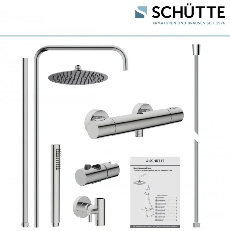 Colonne de douche avec mitigeur thermostatique chromée Aquaduct SCHÜTTE