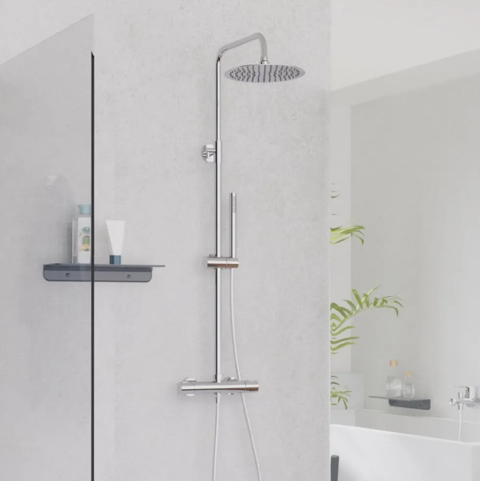 Colonne de douche avec mitigeur thermostatique chromée Aquaduct SCHÜTTE
