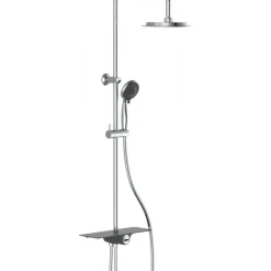 Colonne de douche avec tablette anthracite et pommeau rond - Aquastar SCHÜTTE