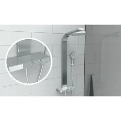 Colonne de douche avec tablette - thermostatique - chromé - Samoa Rain SCHÜTTE