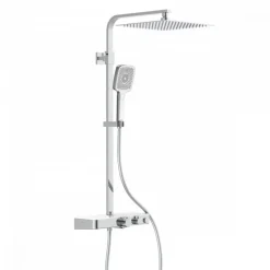 Colonne de douche thermostatique avec tablette verre blanc - Ocean SCHÜTTE