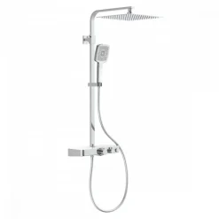 Colonne de douche thermostatique avec tablette verre blanc - Ocean SCHÜTTE