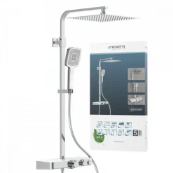 Colonne de douche thermostatique avec tablette verre blanc - Ocean SCHÜTTE