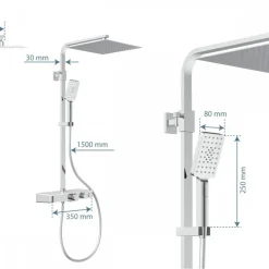 Colonne de douche thermostatique avec tablette verre blanc - Ocean SCHÜTTE