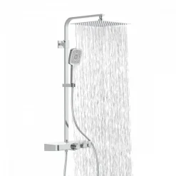 Colonne de douche thermostatique avec tablette verre blanc - Ocean SCHÜTTE