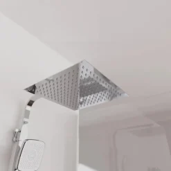 Colonne de douche thermostatique avec tablette verre blanc - Ocean SCHÜTTE