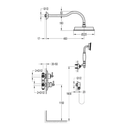 Colonne de douche thermostatique à encastrer Lady’s - finition chromé PAINI