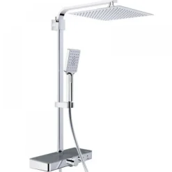 Colonne de douche thermostatique avec tablette verre anthracite - Ocean SCHÜTTE