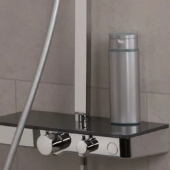 Colonne de douche thermostatique avec tablette verre anthracite - Ocean SCHÜTTE