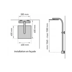 Colonne de douche thermostatique avec dôme de pluie XXL - Touareg 400 VALENTIN