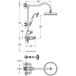 Colonne de douche thermostatique rétro Lady's - finition bronze PAINI