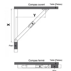Compas de brasserie modèle B - longueur 600mm - zingué blanc TORBEL