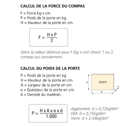 Compas pour portes à abattant - force 20-70 kg - jeu de 2 EMUCA