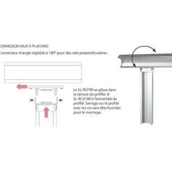 Connecteur ajustable mur-plafond/plancher pour rail Stratlock SL-RCA180 DOMARINE