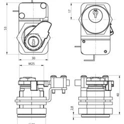 Contacteur à clé - pour ventouses électromagnétiques - 3 cosses - T25 RONIS