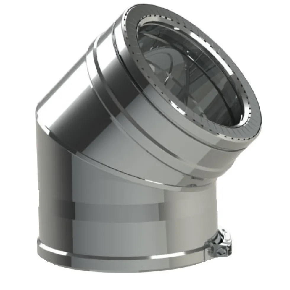 Coude 45° - double paroi Duoten - Inox isolé - avec bride de sécurité TEN
