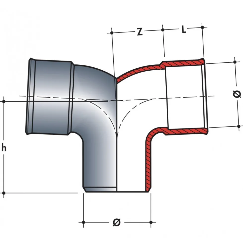 Coude pvc double équerre mâle-femelle NICOLL