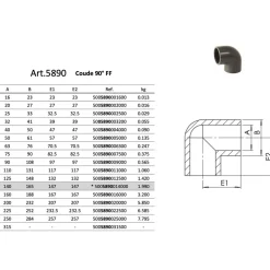 Coude PVC pression 90° femelle / femelle à coller CODITAL