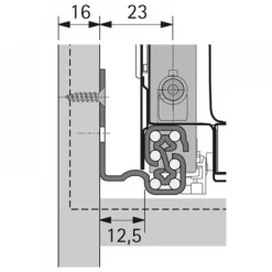 Coulisse Quadro V6 - push to open - charge 30 kg - sortie totale HETTICH