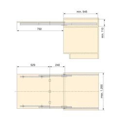 Coulisses Coktail Reverse H35 pour table de cuisine pliante escamotable EMUCA