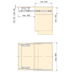 Coulisses pour plateau extractible relevable - Oplà Top 900x500 EMUCA
