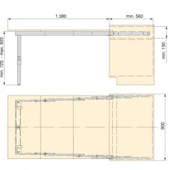 Coulisses pour table extractible avec piétement - Party 1380x900 EMUCA