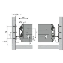 Coulisses Quadro Duplex 60 pour armoires - Systema Top 2000 - en acier HETTICH