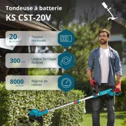Coupe-bordures à batterie 20V + manche télescopique - Solo - KS CST-20V KONNER & SOHNEN