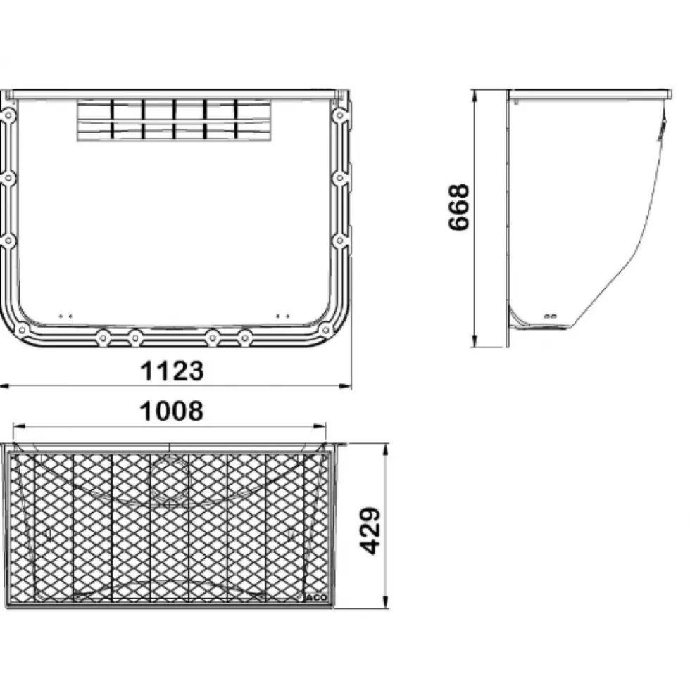 Cours anglaise à grille pour fenêtre 100x60 cm - usage piéton ACO