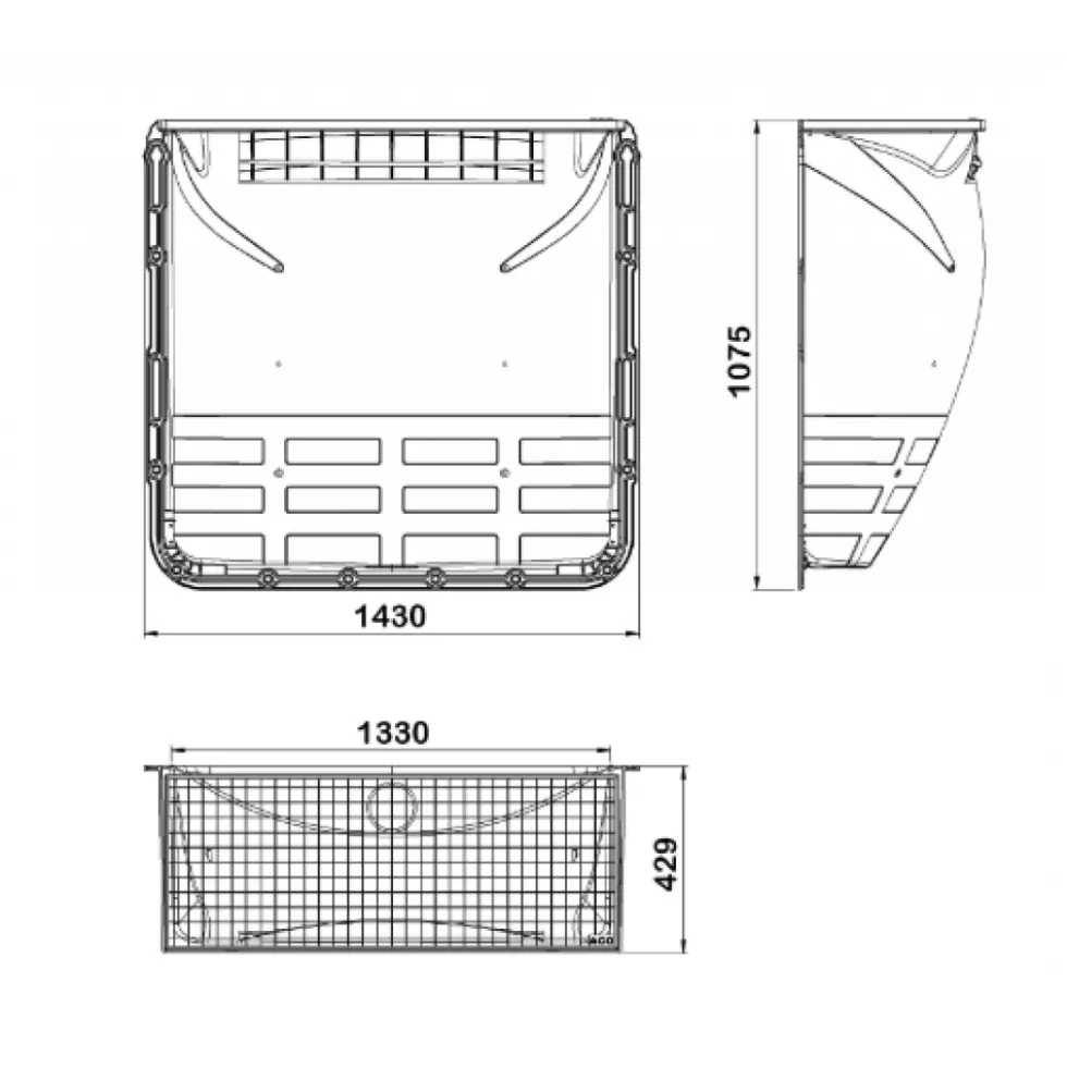 Cours anglaise à grille pour fenêtre 125x100 cm - usage piéton ACO