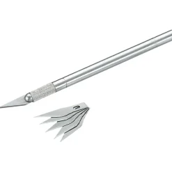 Couteau 6 lames - 1 montée + 5 de rechange - manche en acier SAM OUTILLAGE