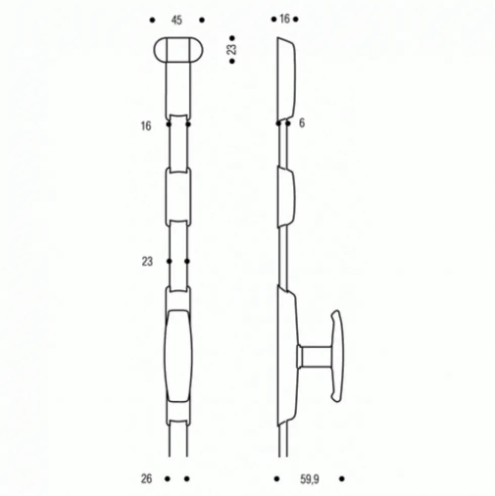 Crémone en applique - acier - pour menuiserie métallique - type 332 VACHETTE
