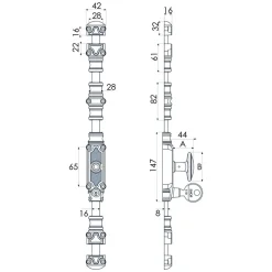 Crémone en applique - en fonte - avec serrure - RY 60 TORBEL