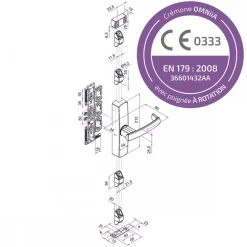 Crémone pompier - à rotation - OMNiiA - sans tringle TIRARD
